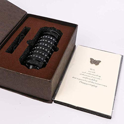 Cryptex Da Vinci Code Mini Cryptex Lock Puzzle Boxes with Hidden Compartments Anniversary Valentine's Day Romantic Birthday Gifts for Her Gifts for Girlfriend Box for Men - color: Black