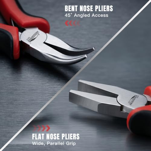 2-Piece 5 Inch Bent & Flat Nose Plier, Small Jewelry Pliers Set