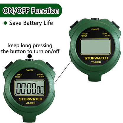 Stopwatch Timer, Digital Stop-Watch for Sports, Green - style: non-waterproof-green