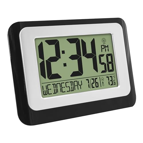 La Crosse Technology W88631 Digital Atomic Black Wall Clock with Temperature, Pack of 2 - color: Black, size: Large Pack of 2