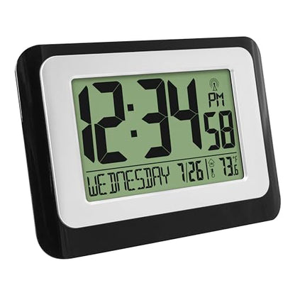 La Crosse Technology W88631 Digital Atomic Black Wall Clock with Temperature, Pack of 2 - color: Black, size: Large Pack of 2