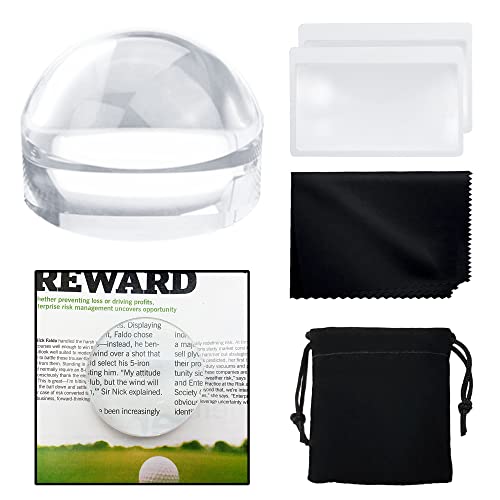 MAGDEPO 4X Acrylic Dome Magnifier 2.5 inch Crystal Clear Paperweight with Card Size Magnifying Sheet for Blueprints, Maps, Newspapers, Hobbies, etc. - size: 2.5"