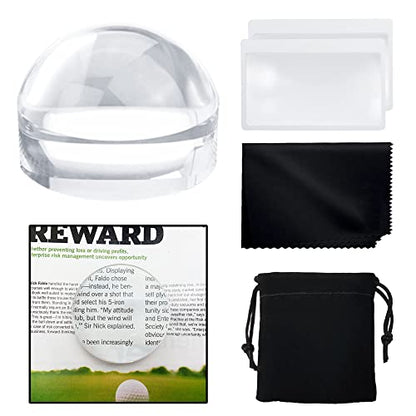 MAGDEPO 4X Acrylic Dome Magnifier 2.5 inch Crystal Clear Paperweight with Card Size Magnifying Sheet for Blueprints, Maps, Newspapers, Hobbies, etc. - size: 2.5"