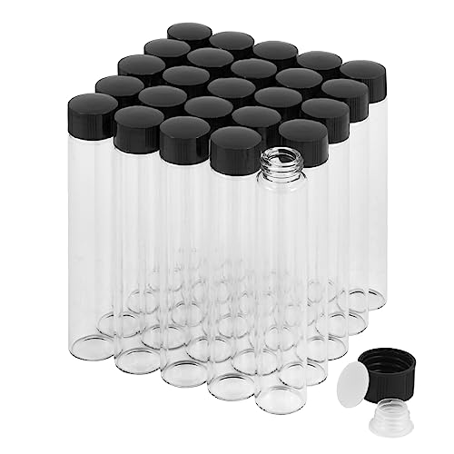25PCS 30ml Clear Glass Small Vials with Screw Caps & Plastic Stoppers - size: 30ml