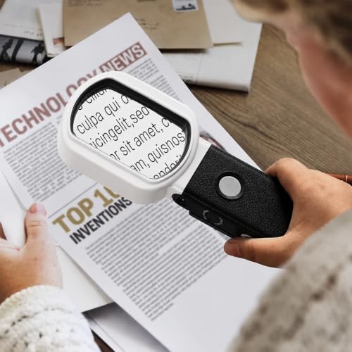 25X 10X Magnifying Glass with Stand & LED Light for Seniors Reading - color: Black and White
