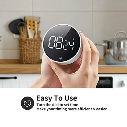 Digital Magnetic Kitchen Timer & Stopwatch with LED Display, White - color: Black White