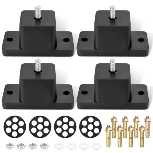 Cenipar 4 Pack Heavy Duty Anti-Vibration Rubber Isolator Mounting Brackets with 8 Expansion Screws – Shock Absorbing Pads for Mini Split AC, Air Conditioner Condenser, Air Compressor Feet