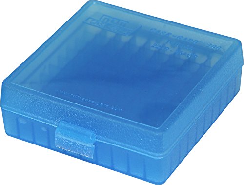 MTM Case-Gard P-100-22-24 22-Long Rifle 100 Round Flip-Top Ammo Box, USA Made, Clear Blue