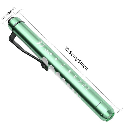RISEMART Pen Lights for Nurses, 2Pack Reusable Medical Pen Light with Pupil Gauge and Ruler, White Light LED Penlight for Nurse Student Doctors EMT (Pink/Green) - color: Pink and Green
