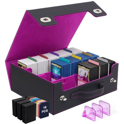 3-Row Trading Card Storage Box with handle & Closure, Black Purple - color: Black Purple, size: 3 Rows