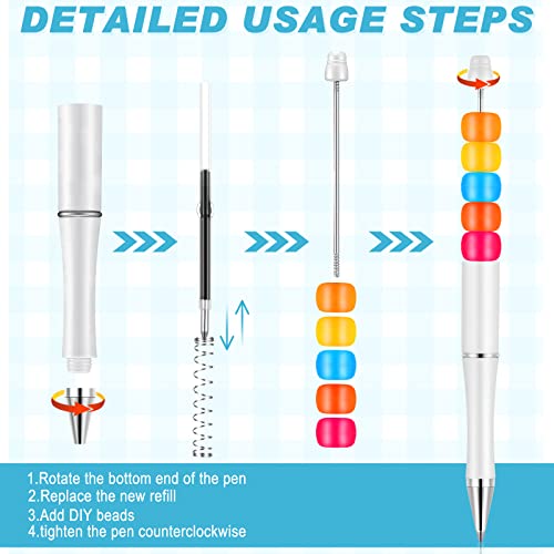 Crtiin 50 Pack Beadable Pens, Ballpoint Pens, School Supplies, White - color: White