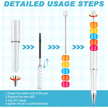 Crtiin 50 Pack Beadable Pens, Ballpoint Pens, School Supplies, White - color: White