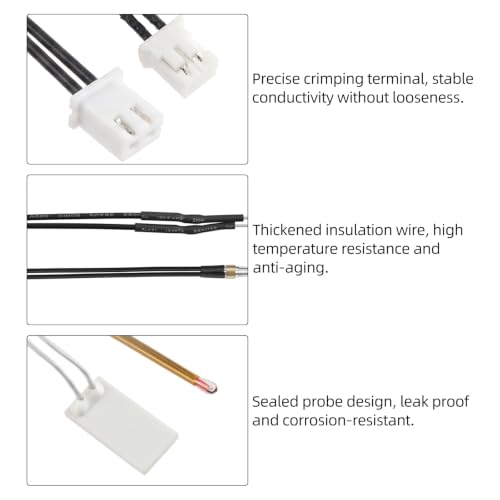 Hotend Heater Thermistor Kit for Anycubic KobraX: 3D Printer Ceramic Heating Element NTC 3950 100K Temperature Sensor Parts to Fix MINTEMP Error