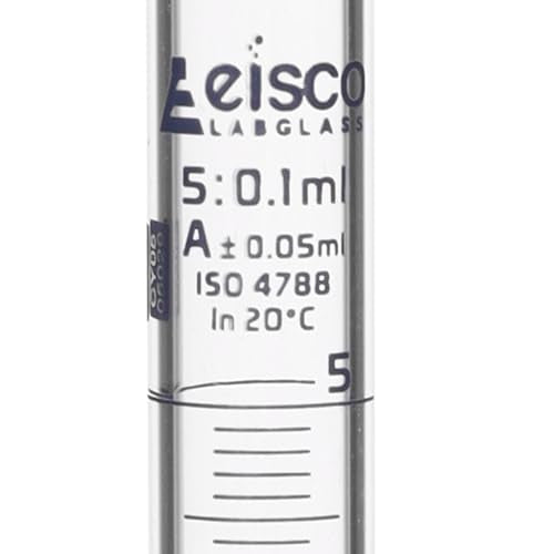 Graduated Cylinder, 5ml - Class A Tolerance ±0.05ml - Round Base - Blue Graduations - Borosilicate 3.3 Glass - Eisco Labs - size: 5mL