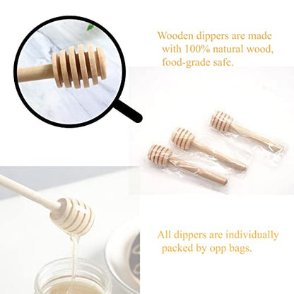 IIKUM 20 Pack Glass Honey Jars, 1.5 oz Hexagon Honey Pots with Lids, Wooden Dippers, Bee Pendants, Gift Bags, Thank You Cards, Jutes and Stickers-Ideal Gift for Baby Shower, Wedding and Party Favors