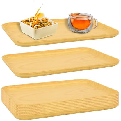 Plastic Art Trays,10 Pack Large Plastic Trays Stackable Activity Tray Crafts Organizer Tray Serving Tray,Painting, Beads,Storage & Serving Tray (12.2 x 8.9 Inches) (Yellow Imitation Wood Grain) - color: Yellow Imitation Wood Grain