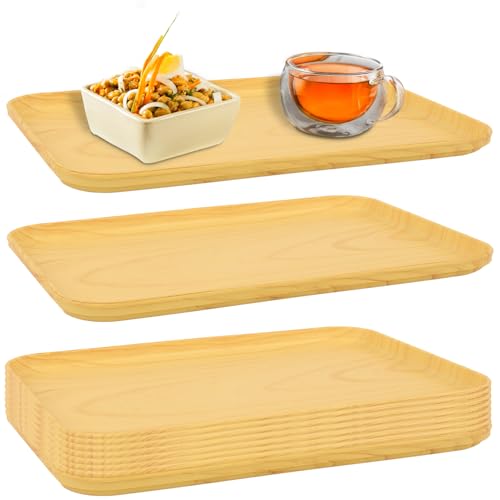 Plastic Art Trays,10 Pack Large Plastic Trays Stackable Activity Tray Crafts Organizer Tray Serving Tray,Painting, Beads,Storage & Serving Tray (12.2 x 8.9 Inches) (Yellow Imitation Wood Grain) - color: Yellow Imitation Wood Grain