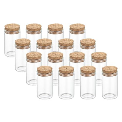 PATIKIL 20ml Glass Test Tubes with Caps Cork Stopper, 16 Pcs, 30x50MM - size: 20ml