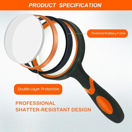 Wapodeai Magnifying Glasses, 10X Magnifying Glass for Seniors & Kids - color: Orange