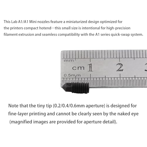 A1 Hardened Steel Nozzles 9 Pack, 0.2/0.4/0.6mm A1 Nozzle Kit Compatible with Bambu Lab A1 / A1 Mini Hotend Replacement Parts - style: 9Pcs A1/A1 Mini Hardened Steel Nozzles kit