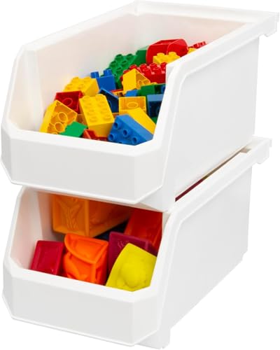 ReadySpace Large Stackable Plastic Storage Bins, 6-Pack, White - color: White, size: Large, 6-Pack