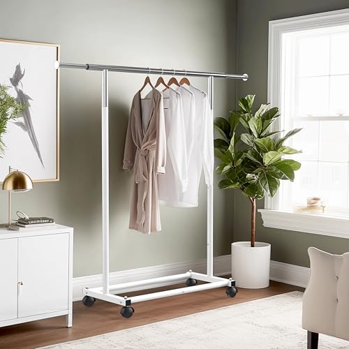 Simple Houseware Standard Rod Garment Clothing Rack, White - color: White