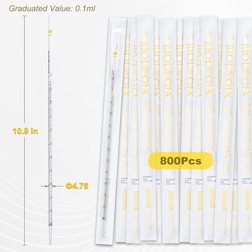 800Pcs 1mL Serological Pipette, Sterile Plastic Serological Pipet - size: 1ml-800Pcs