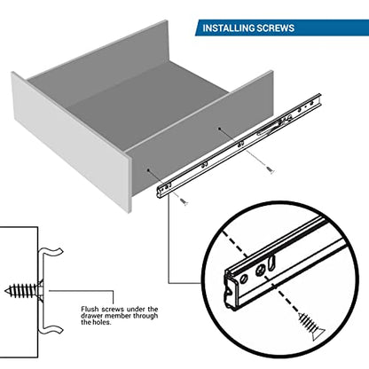 Pair of 18" Rok Hardware Soft Close Drawer Slides, Full Extension, Ball Bearing, 100 lb Weight Capacity - Available in 12", 14", 16", 18", 20", 22" and 24" Lengths - size: 18 Inch