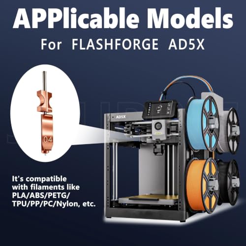 3-Pack 0.4MM Upgrade High Flow Hotend Kit for Flashforge AD5X Nozzle, All Metal 3s Quick-Detachable Nozzle kit,HTR 550°C Hardened Steel Nozzle,32mm³/s High Flow,600mm/s High-Speed AD5X Parts - color: 3PK 0.4MM AD5X Nozzle