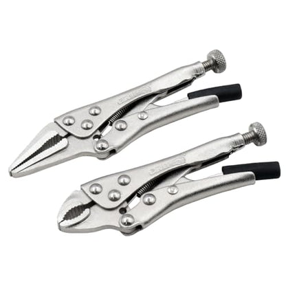 GRIP 2 pc Mini Locking Pliers - Heat Treated Steel - Nickel Plated - Locking Plier/Long Nose Locking Plier - Intricate Repairs - Home, Garage, Workshop