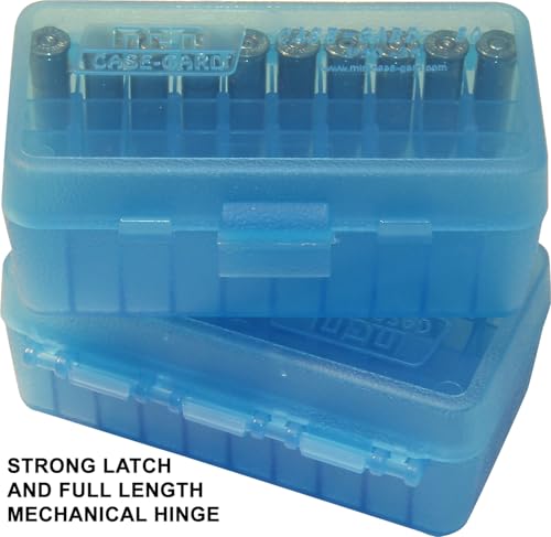 MTM 50 Round Flip-Top Ammo Box 38/357 Cal (Clear Blue) - color: Clear Blue