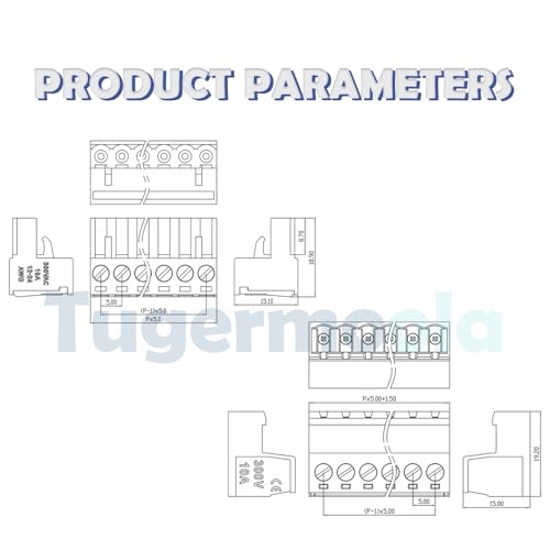 20 Sets 3Pin Screw Terminal Block Connector Assortment Kit 5.08mm Pitch PCB 3Pin Connectors for 24-12AWG Cable OLA007-3PIN - size: 20sets 3pin