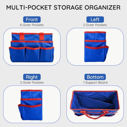 AUVCAS Art Supply Bag, Craft Organzier Tote Bag for Art Supplies, Deep Blue - color: Deep Blue (6.5"D x 13"W x 8.5"H)