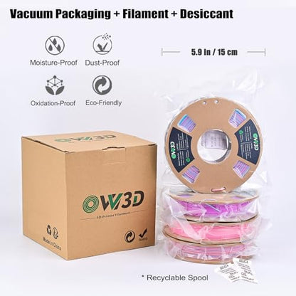 OVV3D PLA 3D Printer Filament Bundle, Matte Tri & Dual Color Filament - color: Blue Pink Purple Yellow