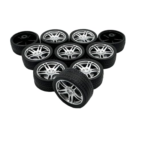 10PCS Toy Car Wheels 32mm Rubber Tire Wheels with Metal Shaft for RC Car Truck DIY Model Toy Wheel Replacement Accessories (2.5x32mm) - style: 2.5x32mm