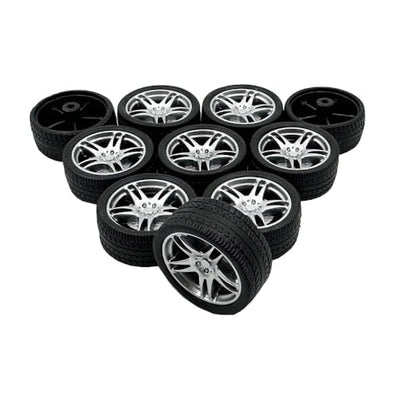 10PCS Toy Car Wheels 32mm Rubber Tire Wheels with Metal Shaft for RC Car Truck DIY Model Toy Wheel Replacement Accessories (2.5x32mm) - style: 2.5x32mm