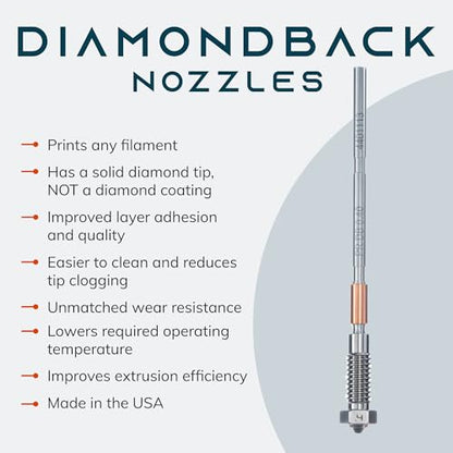 Diamondback Prusa Nextruder Compatible Nozzle, Diamond Tip, 0.4mm - size: 0.4mm