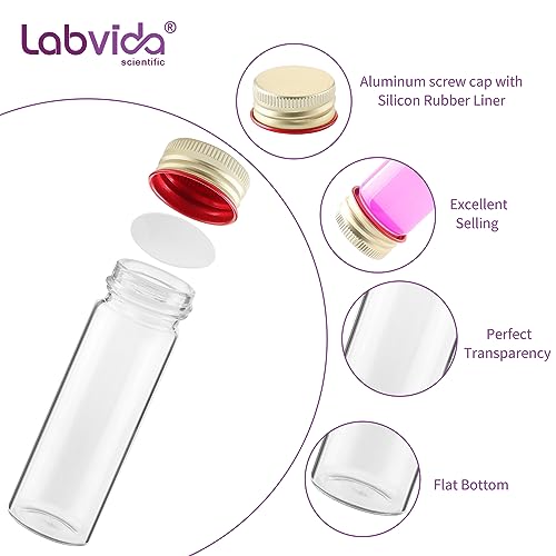 20pcs 25ml Borosilicate Glass Test Tubes with Screw Caps, LVH008 - color: Clear