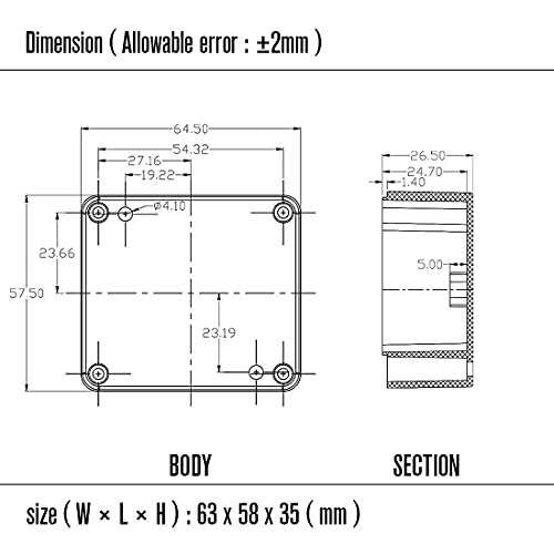 LeMotech Electrical Box ABS Plastic Project Box IP65 Waterproof Junction Box Project Case Universal Enclosure for Electronics Black 2.48x 2.28x 1.37 inch(63x58x35mm)(Pack of 2) - color: Black (2 packs), size: 2.48" x 2.28" x 1.37"