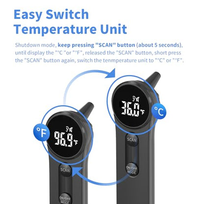 Boncare Thermometer for Adults, Kids, Accurate Digital Forehead Thermometer - color: Black