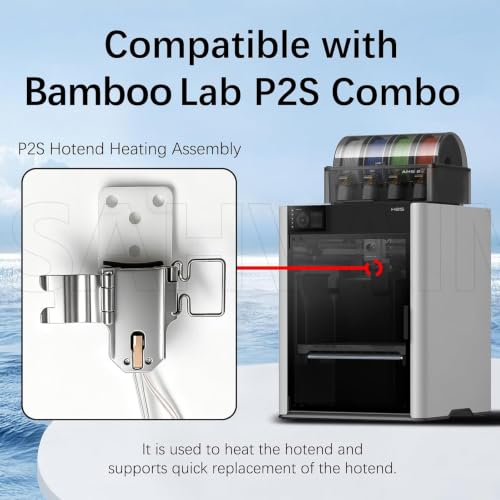 P2S Hotend Heating Assembly for Bambu Lab P2S, Ceramic Zirconia Base Hotend Heater, Direct Replacement P2S Hotend Parts, Stable Temperature & Reduced Heat Creep for Bambu Lab P2S 3D Printer - style: P2S Hotend Heating Assembly