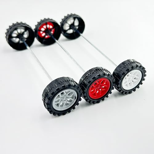 30PCS Toy Car Wheels 2mm Dia Shaft Plastic Car Wheels with 15PCS Shaft Round Rod Axles for DIY Model Toys RC Car Truck Robot Parts (Mix Color) - color: Mix Color