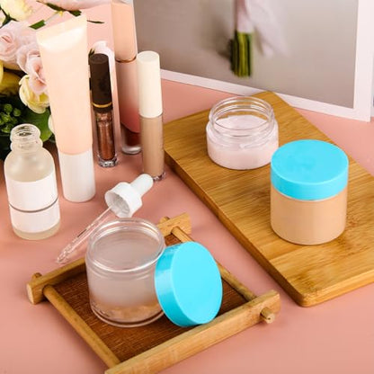 Patelai 4 Pcs Plastic Jars with Lids, Blue, 2 oz, Wide Mouth - color: Blue, size: 2 oz
