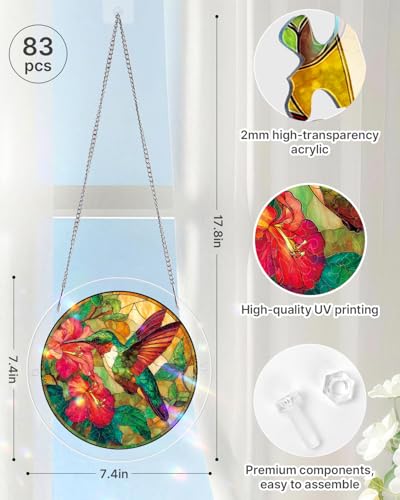 KaayeeWood Acrylic Suncatcher Puzzle, Emerald Flame Hummingbird-14.9 in - color: Emerald Flame Hummingbird, size: 14.9 in