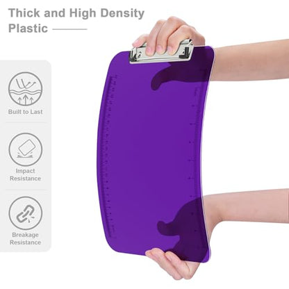 Piasoenc Plastic Clipboards, 8.5 x 11 Clip Board with Ruler,Purple - color: Purple