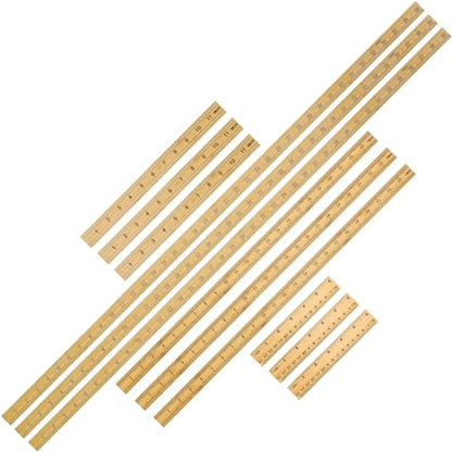 Fulmoon 12 Pcs 39" Yard Stick Wood Double Sided - size: 39", 12", 24", 6"