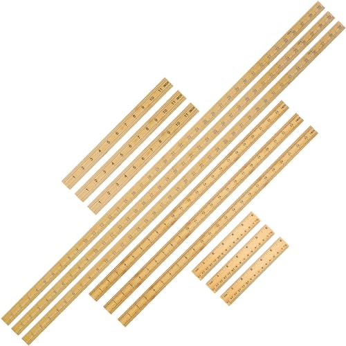 Fulmoon 12 Pcs 39" Yard Stick Wood Double Sided - size: 39", 12", 24", 6"