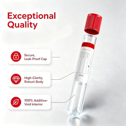 200 Pcs 3ml Plastic Test Tubes with Red Caps for Lab Use - color: Red-3ml-200