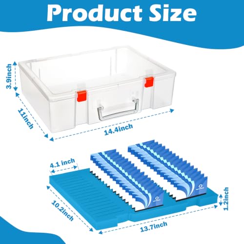 1 Pack Foam Name Badge Holder with Plastic Case Blue Foam Id Badge Holder Name Tag Tray Organizer Box with 48 Name Card Holders Badge Display Storage for Desk Office School - color: Clear Holder With Blue Foam