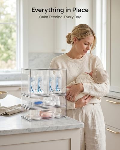 Vtopmart Clear Stackable Storage Drawers Set of 8, Plastic Organizer Bins - style: 4 High+4 Wide